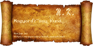 Mogyoróssy Kund névjegykártya